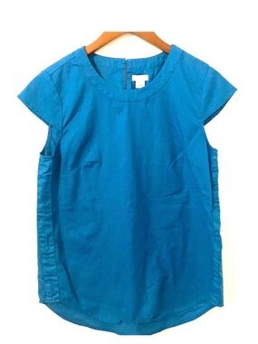 J Crew Teal Cap Sleeve Top Size XS EUC